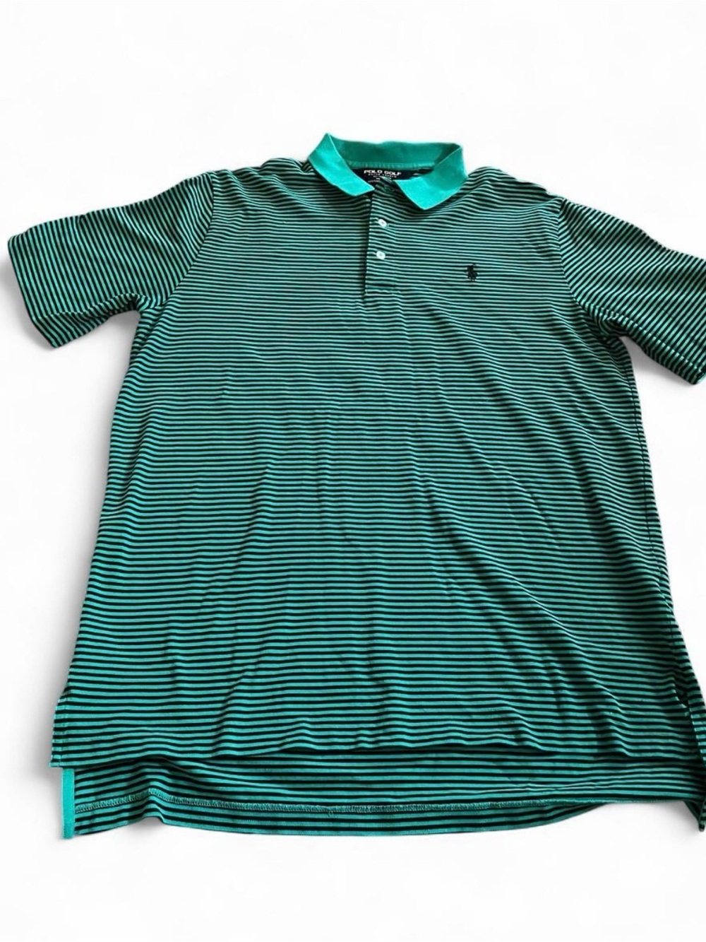 Ralph Lauren Polo Golf Pima Cotton Green Striped Short Sleeve Polo Shirt L